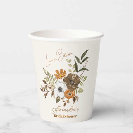 Elegant Boho Floral Vrijgezellenfeest Papieren Bekers (Voorkant)