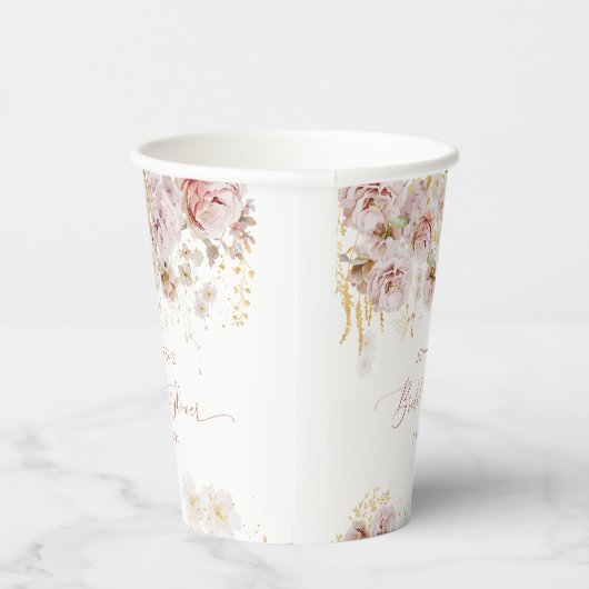 Elegant boho floral vrijgezellenfeest papieren bekers (Rechts)