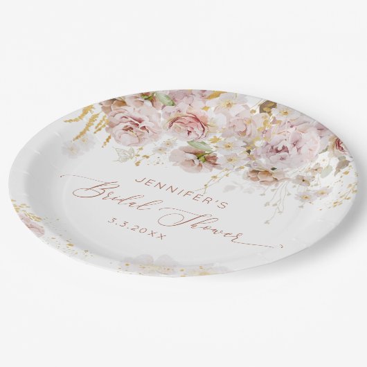 Elegant boho floral vrijgezellenfeest papieren bordje (Gekanteld)