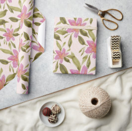 Elegant Boho Floral Waterverf Handgeschilderd Cadeaupapier