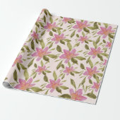 Elegant Boho Floral Waterverf Handgeschilderd Cadeaupapier (Uitgerold)