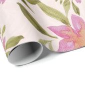 Elegant Boho Floral Waterverf Handgeschilderd Cadeaupapier (Rol Hoek)