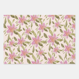 Elegant Boho Floral Waterverf Handgeschilderd Inpakpapier Vel