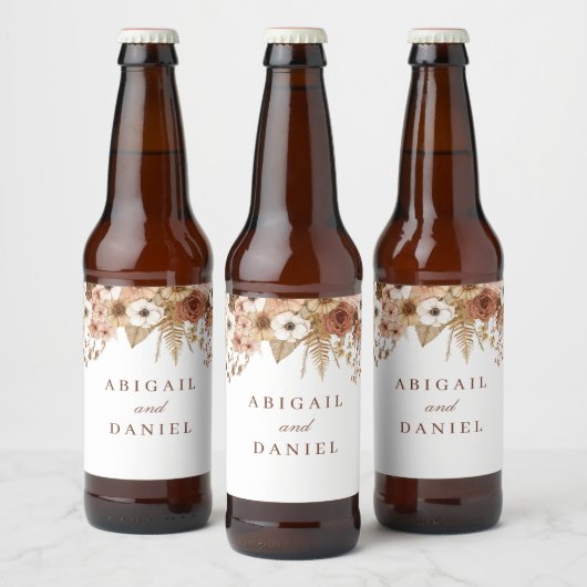 Elegant Boho Floral Wedding  Bier Etiket (Flessen)