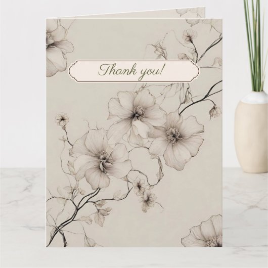 Elegant Boho Floral Wedding Hartelijk dank Kaart (Voorkant)