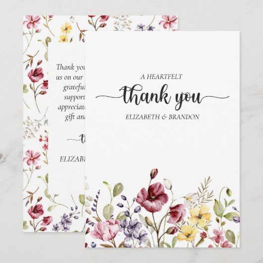 Elegant Boho Floral Wedding Hartelijk dank Kaart (Voorkant / Achterkant)