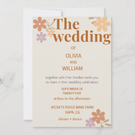 Elegant Boho Floral Wedding Invitation Kaart