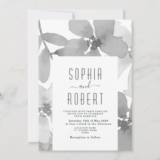 Elegant Boho Floral Wedding Invitation Kaart (Voorkant)