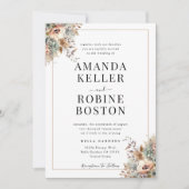 Elegant Boho Floral Wedding Invitation Kaart (Voorkant)