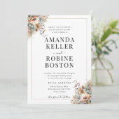 Elegant Boho Floral Wedding Invitation Kaart (Staand voorkant)