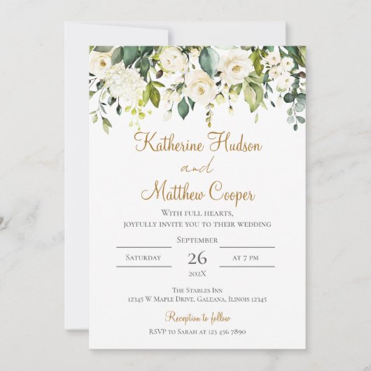 Elegant Boho Floral Wedding Kaart (Voorkant)
