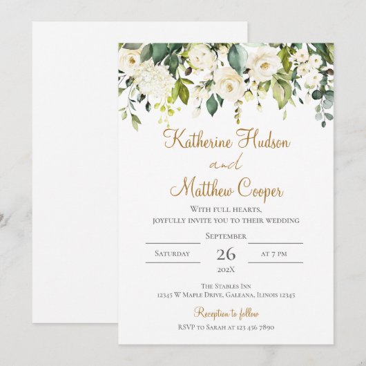 Elegant Boho Floral Wedding Kaart (Voorkant / Achterkant)