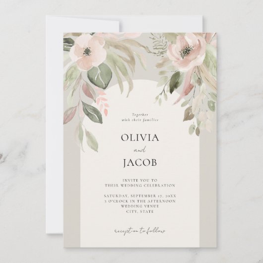 Elegant Boho Floral Wedding Kaart (Voorkant)