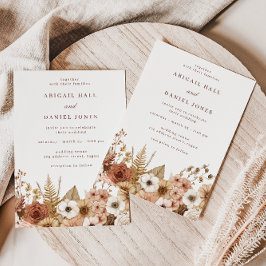 Elegant Boho Floral Wedding Kaart