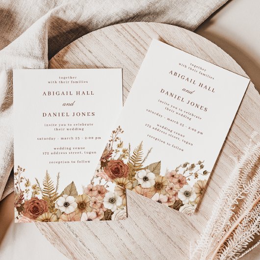 Elegant Boho Floral Wedding Kaart