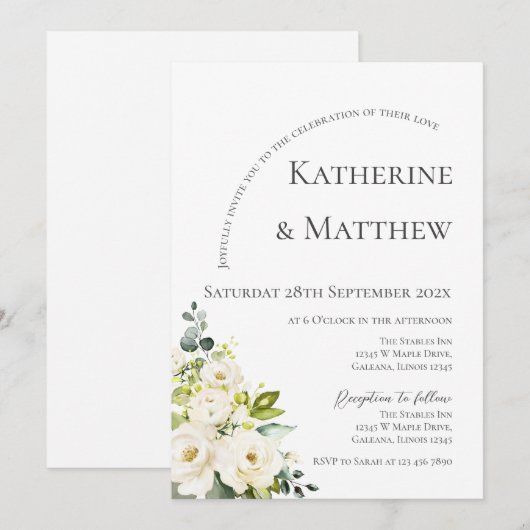 Elegant Boho Floral Wedding Kaart (Voorkant / Achterkant)