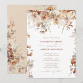 Elegant Boho Floral Wedding Kaart (Voorkant / Achterkant)