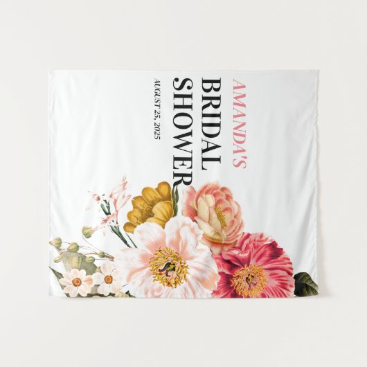 Elegant Boho Floral Wedding Photo Booth Backdrop Wandkleed (Voorkant (horizontaal))