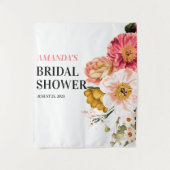 Elegant Boho Floral Wedding Photo Booth Backdrop Wandkleed (Voorkant)