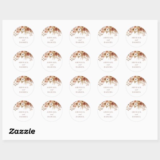 Elegant Boho Floral Wedding  Ronde Sticker (Vel)