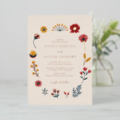 Elegant Boho Floral Wedding Roos Gold Folie Uitnodiging (Staand Voorkant)