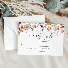 Elegant Boho Floral Wedding RSVP Kaart