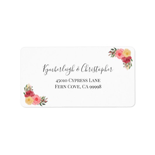 Elegant Boho Floral Wedding RSVP Return Address Etiket (Voorkant)