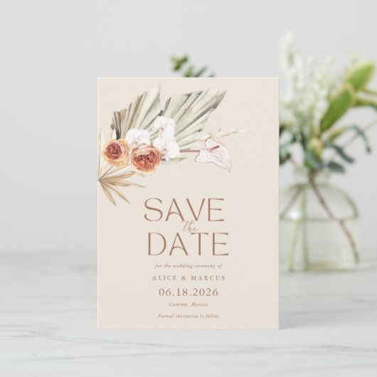 Elegant Boho Floral Wedding Save The Date (Staand voorkant)