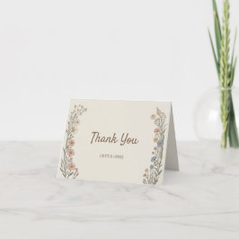 Elegant Boho Floral Wedding Thank You Card Bedankkaart