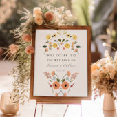 Elegant Boho Floral Wedding Welkomstteken Poster