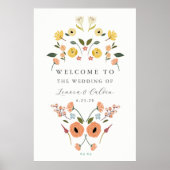 Elegant Boho Floral Wedding Welkomstteken Poster (Voorkant)