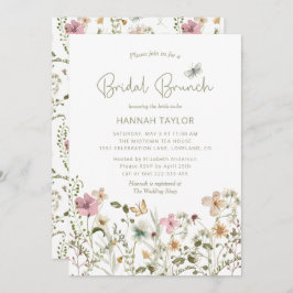 Elegant Boho Floral Wildflower Bridal Brunch Kaart