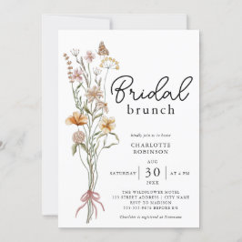 Elegant Boho Floral Wildflower Bridal Brunch Kaart