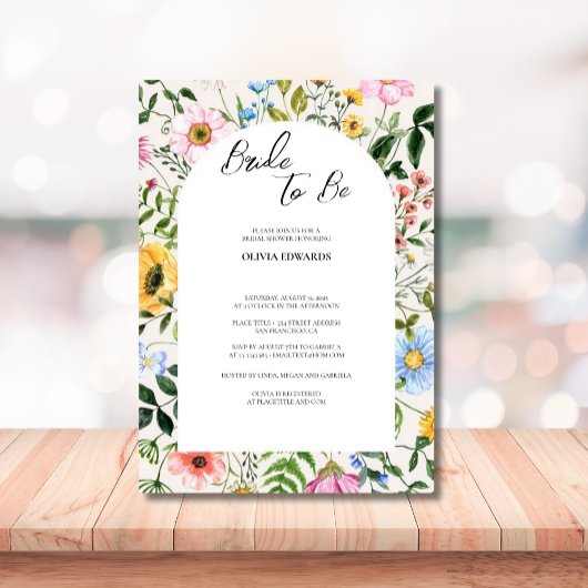 Elegant Boho Floral Wildflower Bridal Brunch Kaart