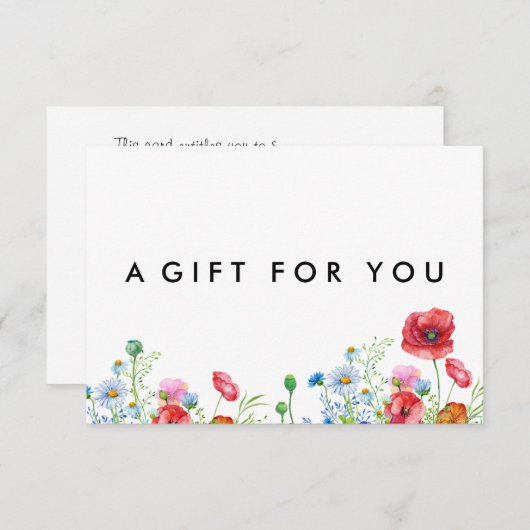 Elegant Boho Floral Wildflower Cadeaubon (Voorkant / Achterkant)