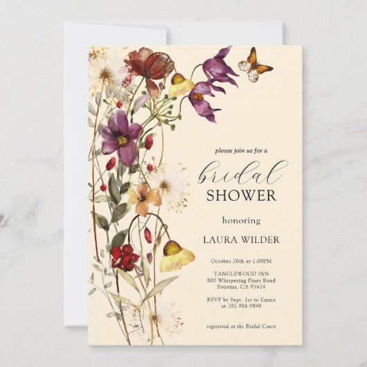 Elegant Boho Floral Wildflower Vrijgezellenfeest Kaart (Voorkant)