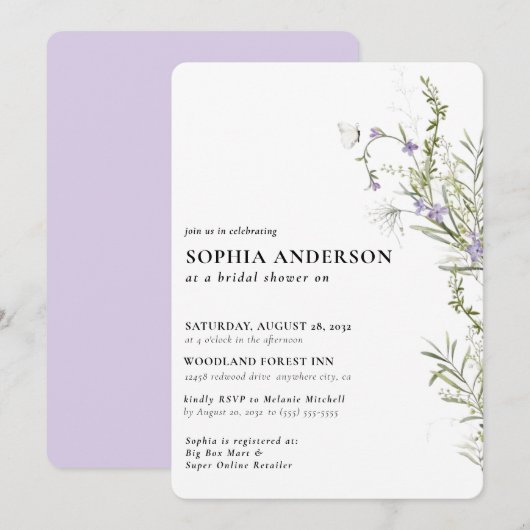 Elegant Boho Floral Wildflower Vrijgezellenfeest Kaart (Voorkant / Achterkant)