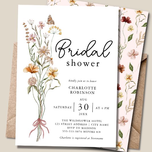 Elegant Boho Floral Wildflower Vrijgezellenfeest Kaart