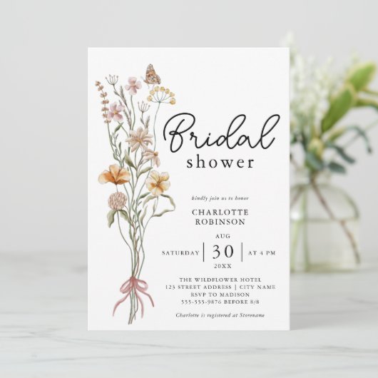 Elegant Boho Floral Wildflower Vrijgezellenfeest Kaart (Staand voorkant)