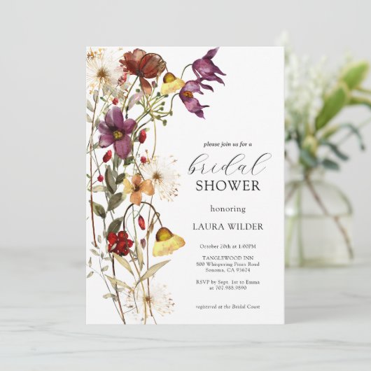 Elegant Boho Floral Wildflower Vrijgezellenfeest Kaart (Staand voorkant)