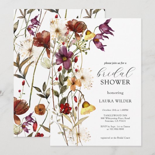 Elegant Boho Floral Wildflower Vrijgezellenfeest Kaart (Voorkant / Achterkant)