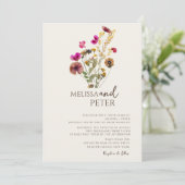 Elegant Boho Floral Wildflower Wedding Kaart (Staand voorkant)