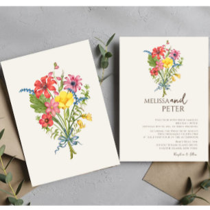 Elegant Boho Floral Wildflower Wedding Kaart