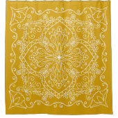 Elegant Boho Flourish Pattern Mustard Yellow Douchegordijn (Voorkant)