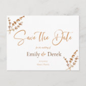Elegant Boho Foto Oranje Flowers Save the Date Briefkaart (Voorkant)
