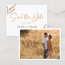 Elegant Boho Foto Oranje Flowers Save the Date