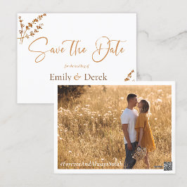 Elegant Boho Foto Oranje Flowers Save the Date Briefkaart
