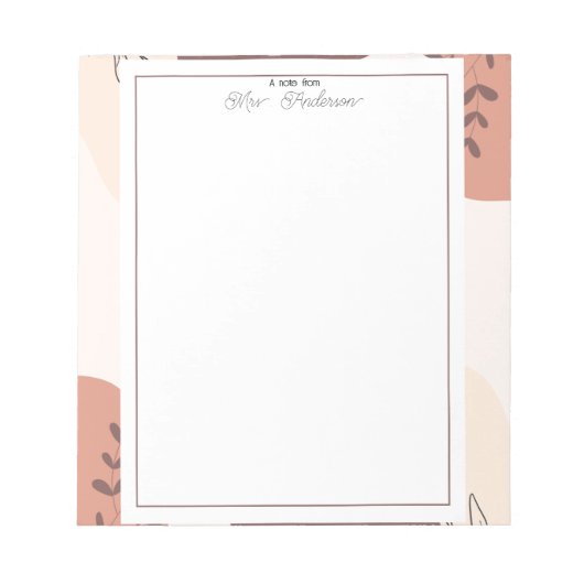 Elegant Boho Frame Teacher  Notitieblok (Voorkant)