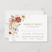 Elegant Boho Garden Flower Bouquet Wedding RSVP Kaart (Voorkant)