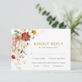 Elegant Boho Garden Flower Bouquet Wedding RSVP Kaart (Staand voorkant)